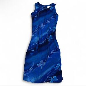 Vintage Studio I Blue Floral Hawaiian Midi Dress Sleeveless Flowy Fairy Y2k mode